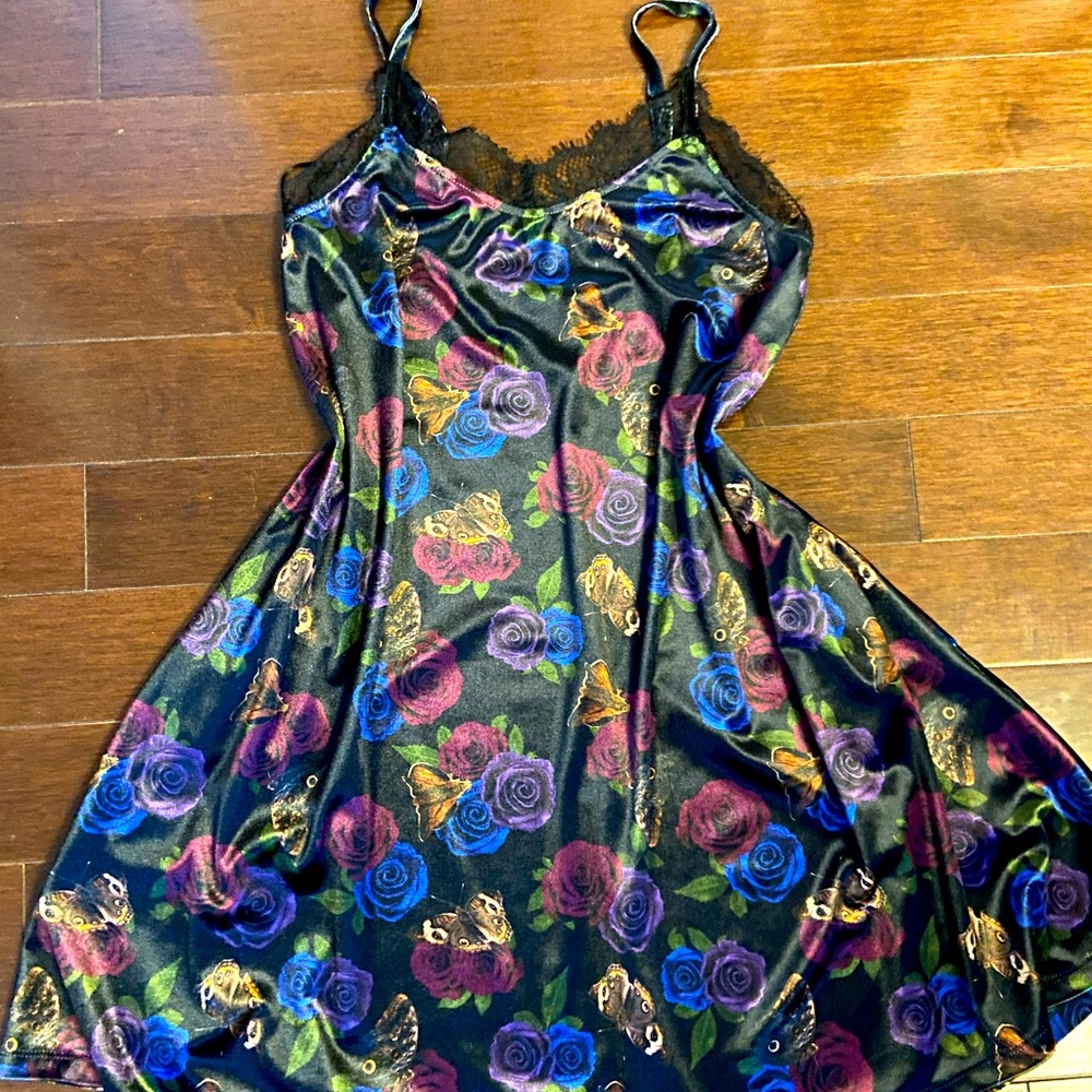 goth inspired lace slip dress